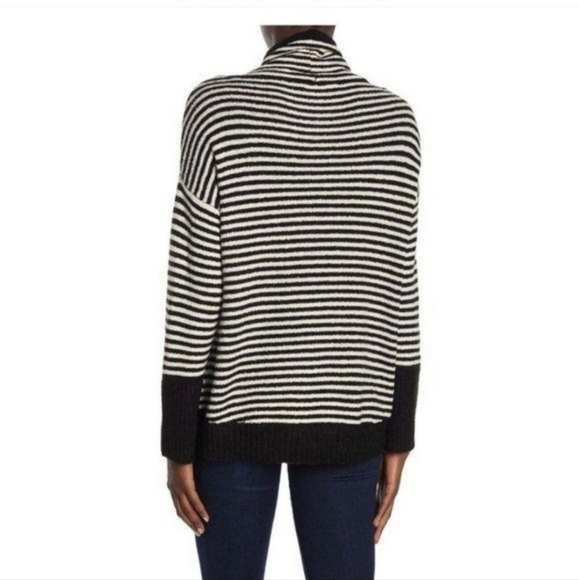 Philosophy Black And White Striped Funnel Neck Pullover Sweater - Picture 3 of 12